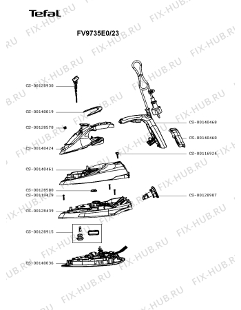 Схема №1 FV9735E0/23 с изображением Рукоятка для электроутюга Tefal CS-00140468