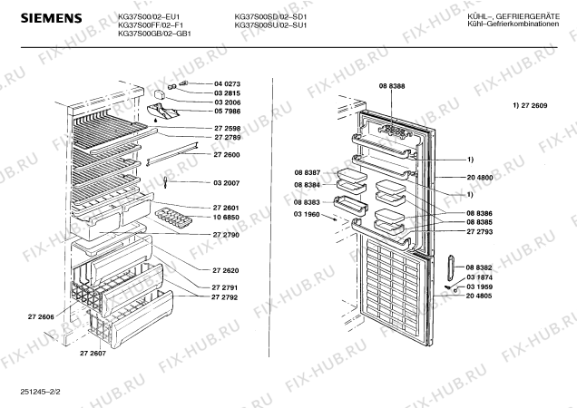 Схема №1 KG37S00SU с изображением Инструкция по эксплуатации для холодильной камеры Siemens 00514871