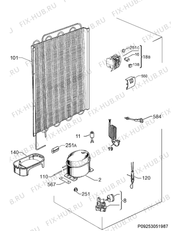 Взрыв-схема холодильника Rex Electrolux FI291/2TV - Схема узла Cooling system 017