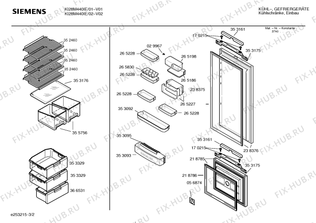 Схема №1 KI28M440 с изображением Дверь для холодильной камеры Siemens 00238376