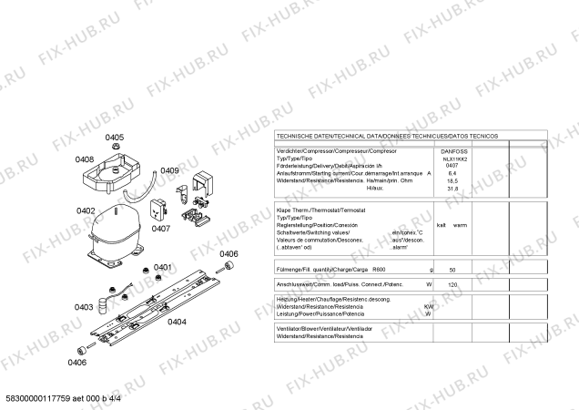 Взрыв-схема холодильника Bosch KGU34105EU - Схема узла 04