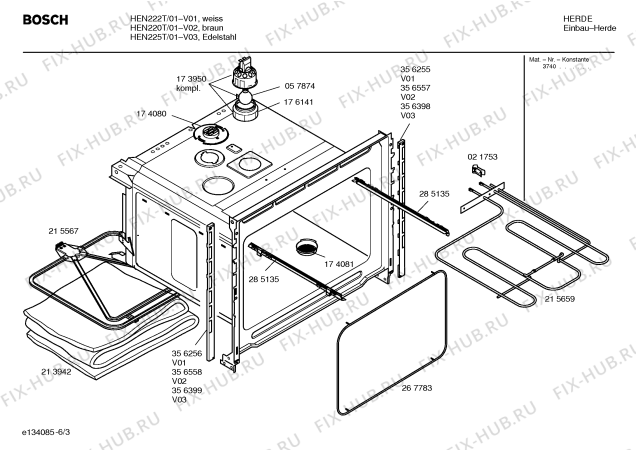 Схема №5 HEN225T Bosch с изображением Инструкция по эксплуатации для плиты (духовки) Bosch 00529557