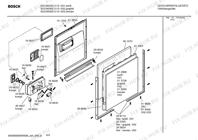 Схема №3 SGU5652EU с изображением Вкладыш в панель для посудомойки Bosch 00365166