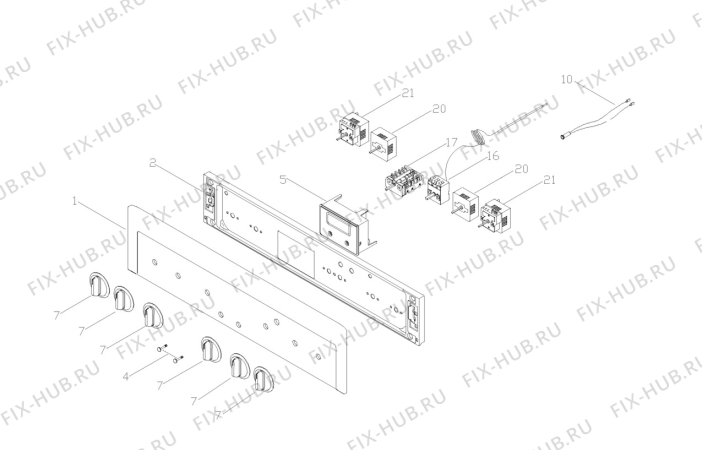 Взрыв-схема плиты (духовки) Voss Electrolux ELK8110-RF - Схема узла Functional parts 267