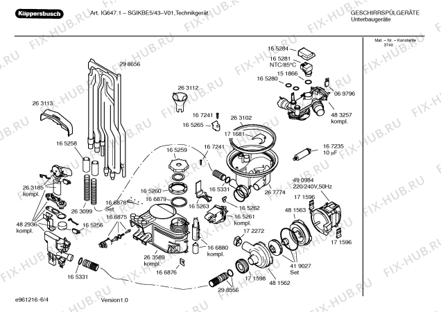 Взрыв-схема посудомоечной машины Kueppersbusch SGIKBE5 - Схема узла 04