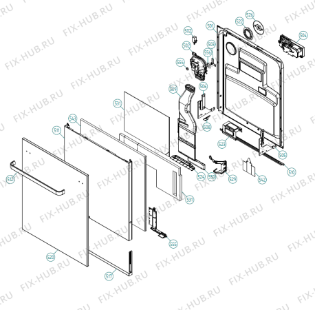 Взрыв-схема посудомоечной машины Asko D5893 XXL NO   -White Bi (340521, DW70.4) - Схема узла 05