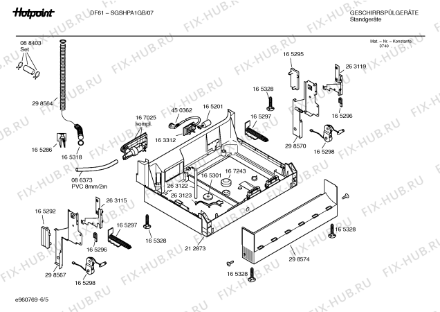 Взрыв-схема посудомоечной машины Hotpoint SGSHPA1GB DF61P - Схема узла 05