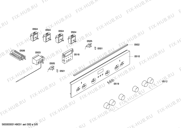 Схема №1 PHCB154155 с изображением Ручка конфорки для электропечи Bosch 00620202