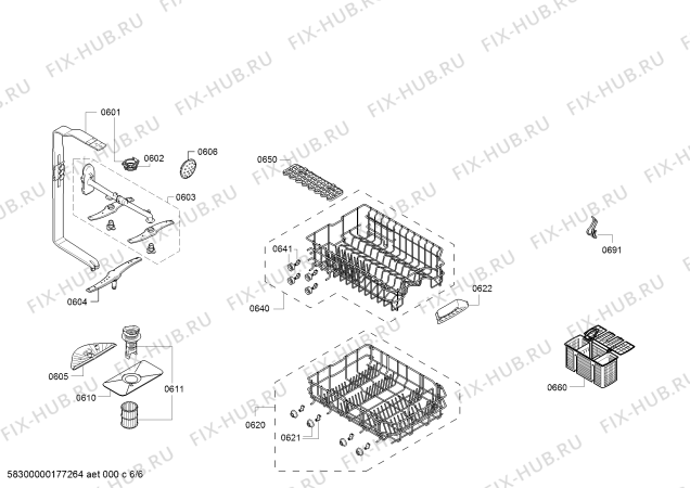 Взрыв-схема посудомоечной машины Bosch SPV40X80RU Silence Plus, Made in Germany - Схема узла 06