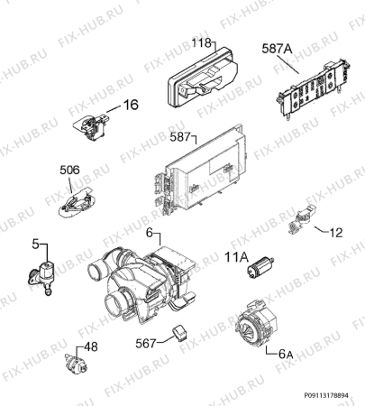 Взрыв-схема посудомоечной машины Husqvarna QB6051W - Схема узла Electrical equipment 268