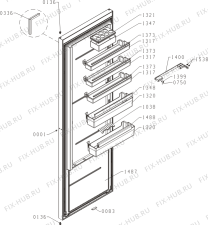 Схема №1 R2283S (521565, HS3869AF) с изображением Дверца для холодильной камеры Gorenje 516502