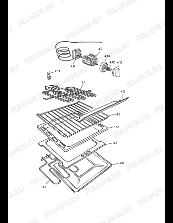 Взрыв-схема плиты (духовки) DELONGHI EEK 8541 - Схема узла 4