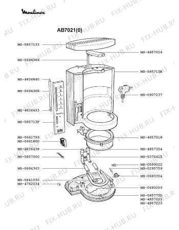 Взрыв-схема кофеварки (кофемашины) Moulinex AB7021(0) - Схема узла QP001406.6P2