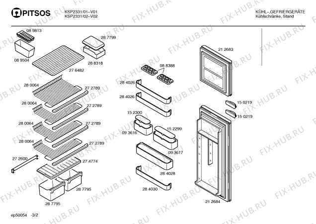 Схема №1 KSP2331 с изображением Панель для холодильной камеры Bosch 00298641