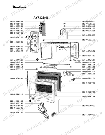 Взрыв-схема микроволновой печи Moulinex AY7323(0) - Схема узла 4P002300.8P2