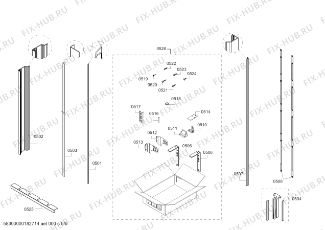 Схема №4 RF471701 с изображением Крышка для холодильной камеры Bosch 00713385