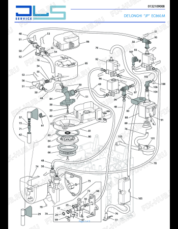 Схема №1 EC860.M с изображением Тэн для электрокофемашины DELONGHI 5113211101