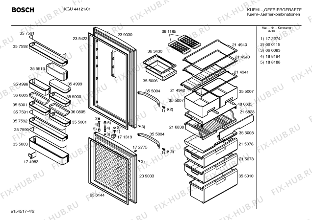 Взрыв-схема холодильника Bosch KGU44121 - Схема узла 02
