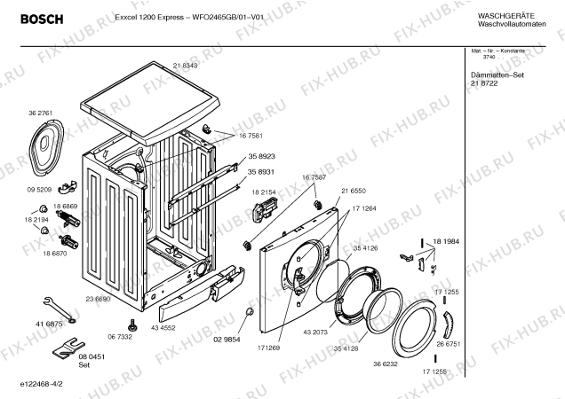 Схема №2 WFO2465GB Exxcel 1200 Express с изображением Таблица программ для стиральной машины Bosch 00586708