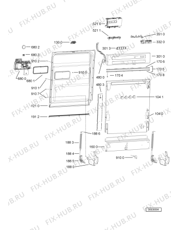 Схема №3 W 64/2 WH с изображением Блок управления для посудомоечной машины Whirlpool 481072902111