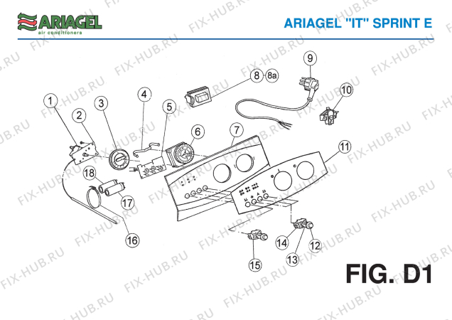 Взрыв-схема кондиционера Ariagel SPRINT E - Схема узла 6