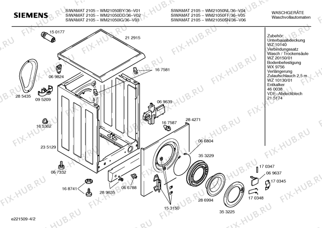 Схема №2 WM21050FF SIWAMAT 2105 с изображением Панель управления для стиралки Siemens 00355738