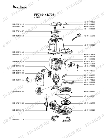 Взрыв-схема кухонного комбайна Moulinex FP710141/705 - Схема узла WP003261.2P2