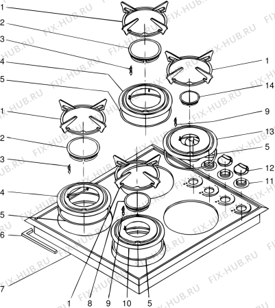 Взрыв-схема плиты (духовки) 2I MARCHI NWH600AN (F015398) - Схема узла
