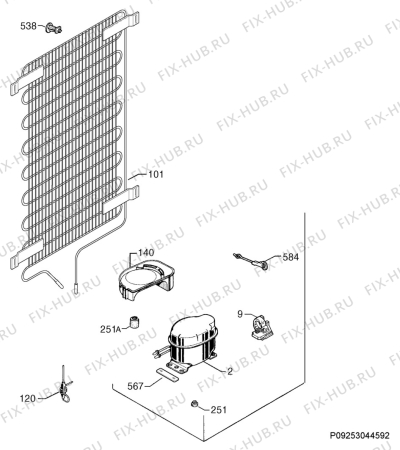 Взрыв-схема холодильника Zanussi ZRT418W - Схема узла Cooling system 017