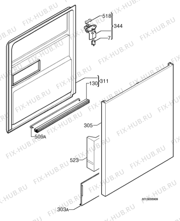 Взрыв-схема посудомоечной машины Aeg Electrolux F50870FUB - Схема узла Door 003