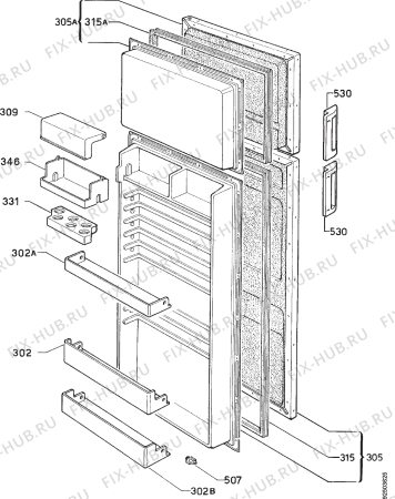 Взрыв-схема холодильника Frigidaire RF2802C - Схема узла Door 003