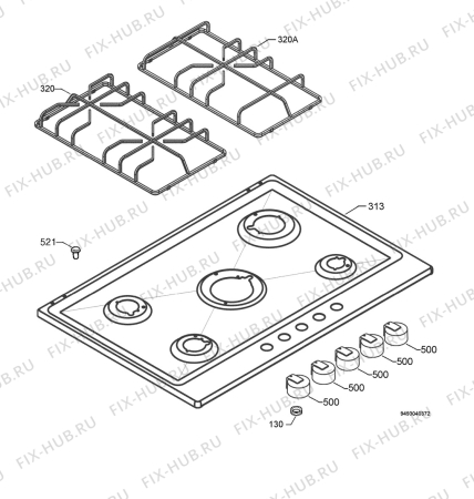 Взрыв-схема плиты (духовки) Electrolux EHG7810X - Схема узла Hob 271