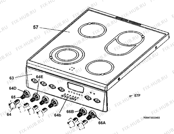 Взрыв-схема плиты (духовки) Electrolux FEH50G3100 - Схема узла Section 4