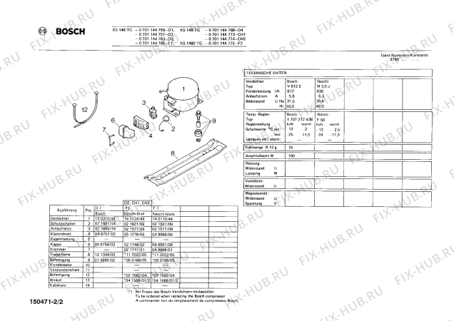 Взрыв-схема холодильника Bosch 0701144775 KS1480TG - Схема узла 02