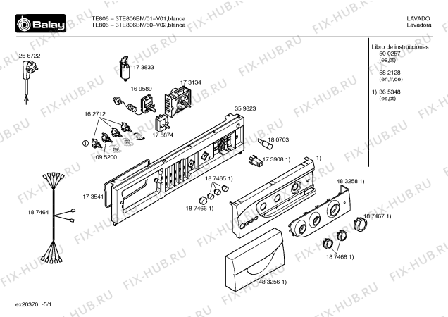 Схема №1 3TE806BM TE806 с изображением Панель управления для стиралки Bosch 00365348