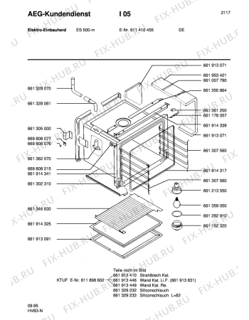 Взрыв-схема плиты (духовки) Aeg ES 500-M - Схема узла Section1