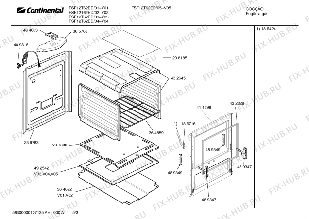 Взрыв-схема плиты (духовки) Continental FSF12T62ED RITMO I - Схема узла 03