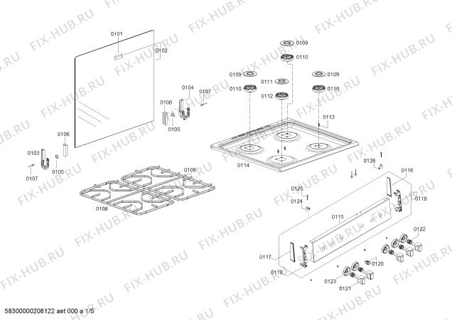 Схема №4 FP107K12SC COCINA CX620 BLANCA с изображением Панель для электропечи Bosch 11012096