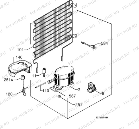 Взрыв-схема холодильника Electrolux ERM1670 - Схема узла Cooling system 017