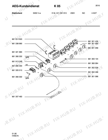 Взрыв-схема плиты (духовки) Aeg 5200V-W N - Схема узла Section6