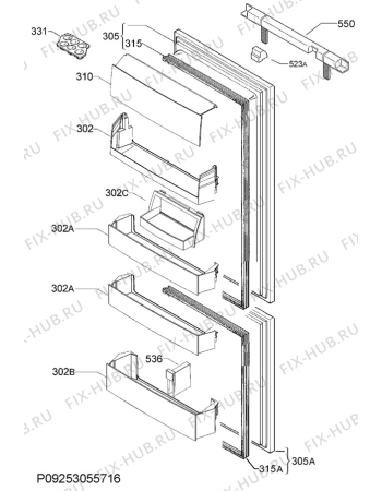 Взрыв-схема холодильника Electrolux ENG2801AOW - Схема узла Door 003