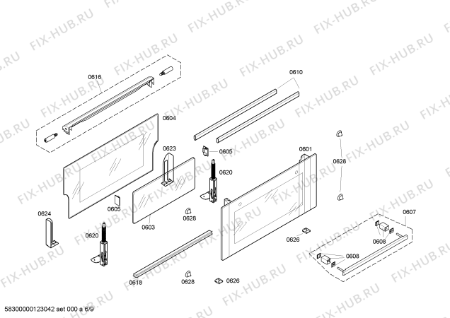 Взрыв-схема плиты (духовки) Bosch HBN43M551B - Схема узла 07