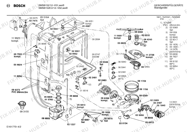 Схема №1 SMS8152EU с изображением Инструкция по эксплуатации для посудомоечной машины Bosch 00517204