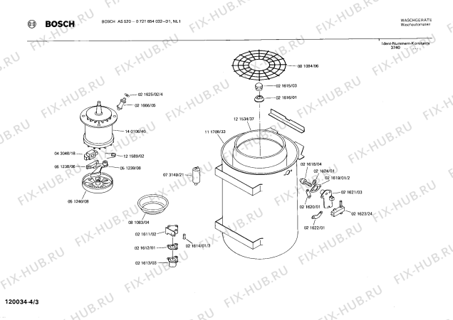 Взрыв-схема стиральной машины Bosch 0721654032 AS520 - Схема узла 03