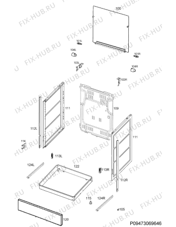 Взрыв-схема плиты (духовки) Electrolux EKK51350OW - Схема узла Housing 001