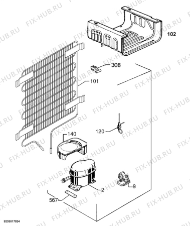 Взрыв-схема холодильника Zanussi ZRT16JA8 - Схема узла Cooling system 017