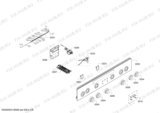 Взрыв-схема плиты (духовки) Siemens HR74W525N - Схема узла 02