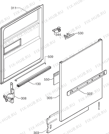 Взрыв-схема посудомоечной машины Zanussi ZT617 - Схема узла Door 003