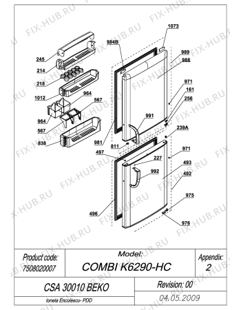 Схема №4 BEKO CSA 30010 (7508020007) с изображением Электрокомпрессор для холодильника Beko 4589410200