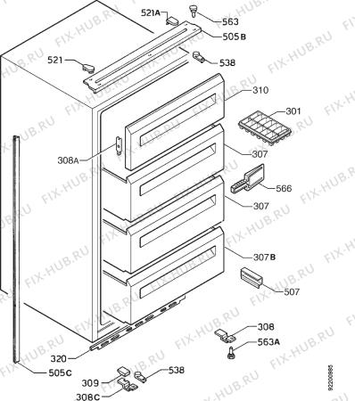 Взрыв-схема холодильника Electrolux EU1232I - Схема узла Housing 001